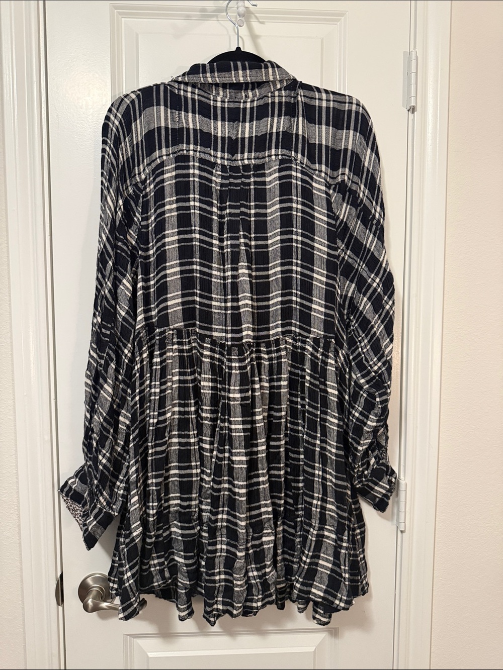 Free People Hoffman Plaid Long Sleeve Mini Button Front Collared Dress NWT LG - Picture 3 of 7